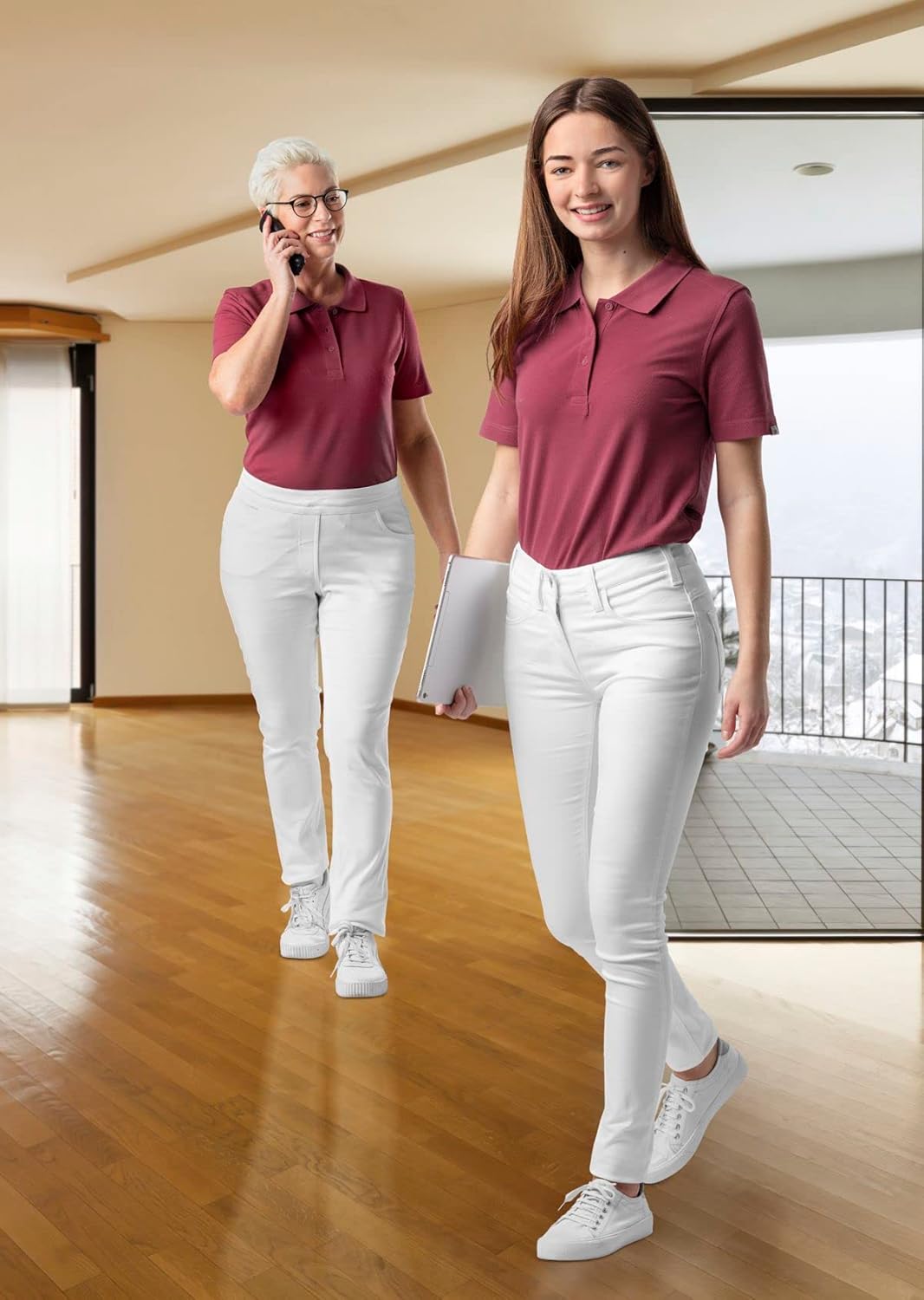 BP 1767-311-0021-12n, Eng anliegende Shape Fit Hose für Frauen Stretch-Stoff 260,00 g/m², weiss 38n,
