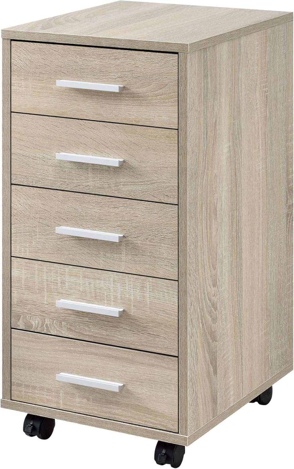[en.casa] Rollcontainer mit 5 Schubladen Rollschrank Rollwagen 63x33x38cm Schubladencontainer Büroco