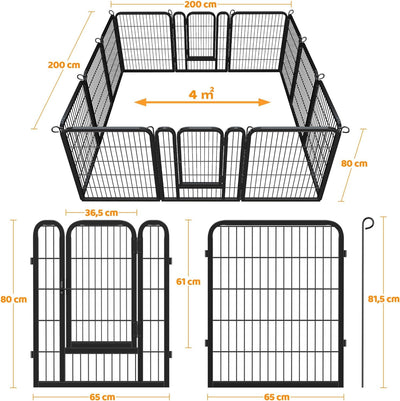 Yaheetech 12-teilig Welpenlaufstall 80cm hoch, Welpenauslauf mit 2 Türen, faltbares Freilaufgehege,