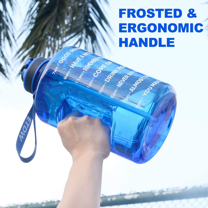 ETDW 3,78 Liter Trinkflasche Sport mit Zeitangaben und Strohhalme, 3,78L Gross Sportflasche BPA Frei