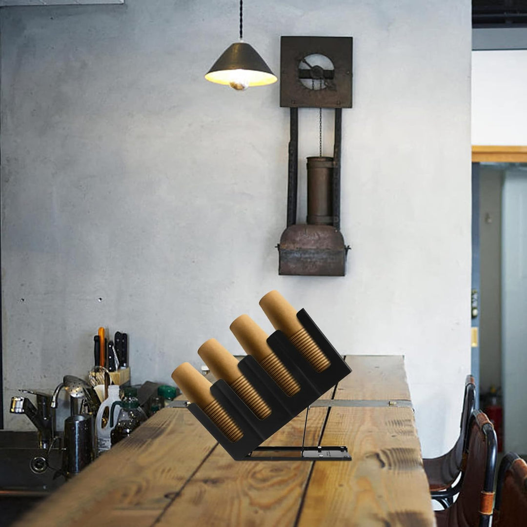 Housoutil 1stk Schräger Becherhalter Mit Vier Gittern Restaurantbedarf Schwarzer Kaffeetassen- To Go
