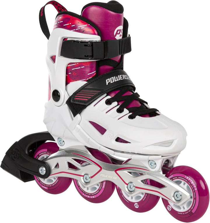 Powerslide Inline Skates Universe 4W Pink, grössenverstellbar, Pink für Kinder, ABEC 7 Kugellager, A