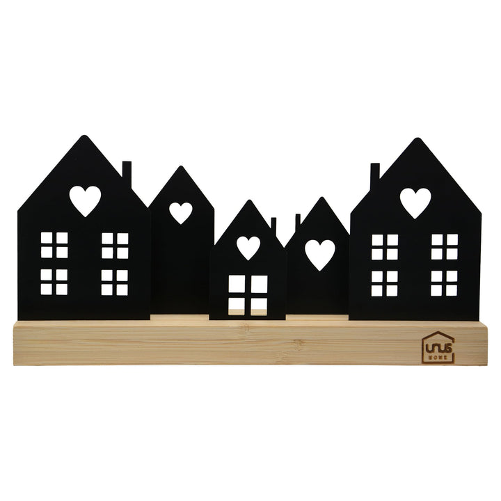 UNUS Häuser-Aufsteller Stadt Holz Metall Deko-Häuser 5 Häuser schwarz Schwarz 5 Häuser, Schwarz 5 Hä