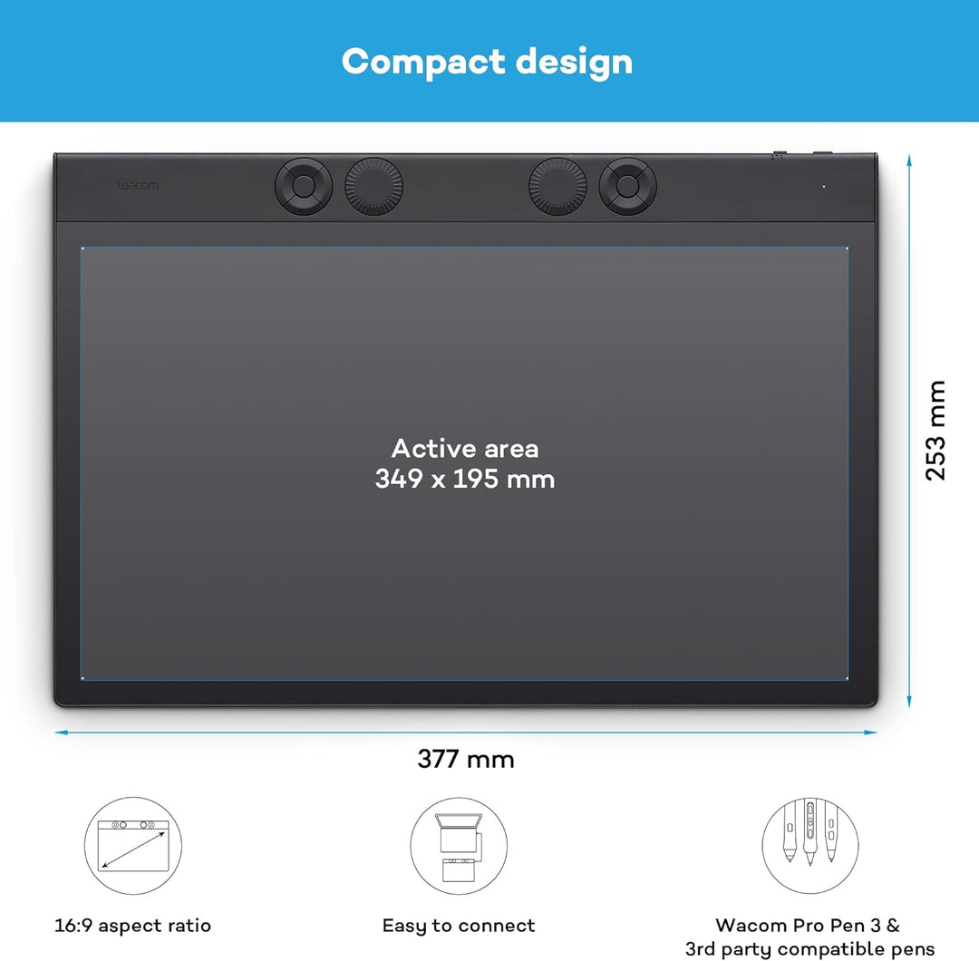 Wacom Intuos Pro Large Zeichentablett – Innovatives Grafiktablett inkl. Wacom Pro Pen 3, grosse Arbe