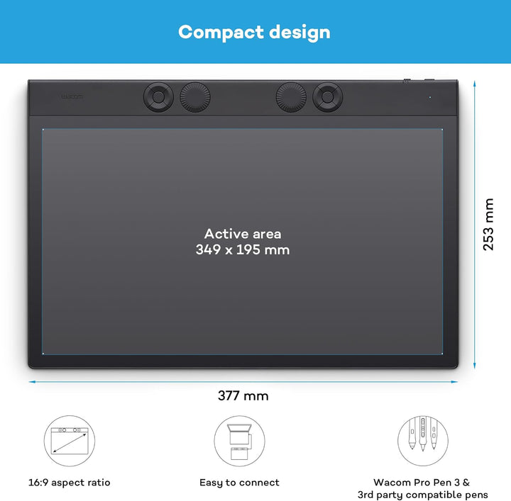 Wacom Intuos Pro Large Zeichentablett – Innovatives Grafiktablett inkl. Wacom Pro Pen 3, grosse Arbe