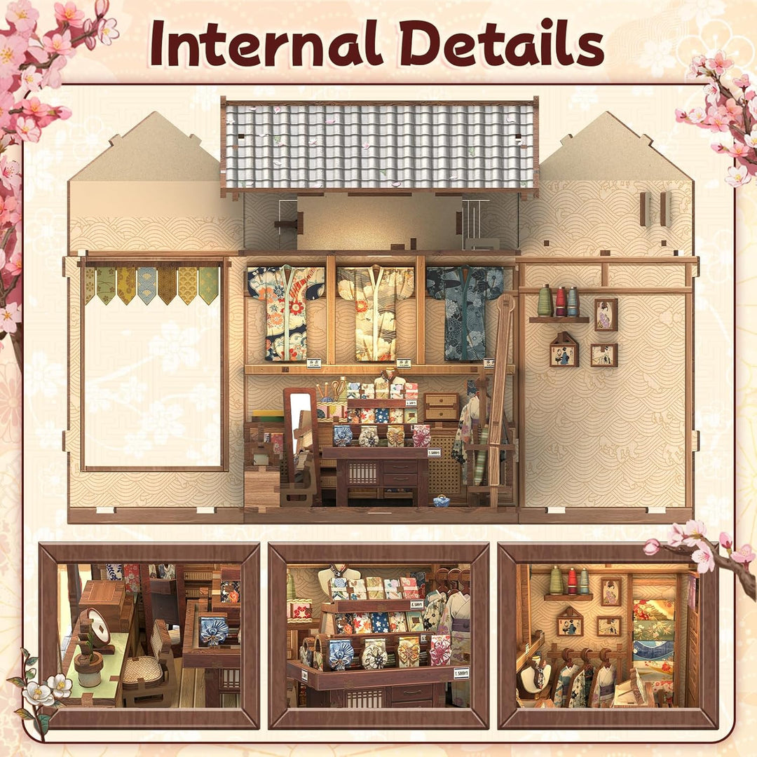 Fsolis Book Nook Kit - Japanisches Miniatur-Puppenhaus, 3D-Holz-Bastelset für Erwachsene, Bücherrega