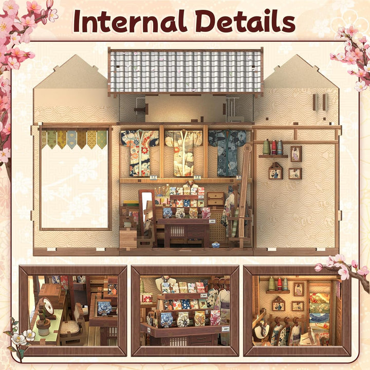 Fsolis Book Nook Kit - Japanisches Miniatur-Puppenhaus, 3D-Holz-Bastelset für Erwachsene, Bücherrega