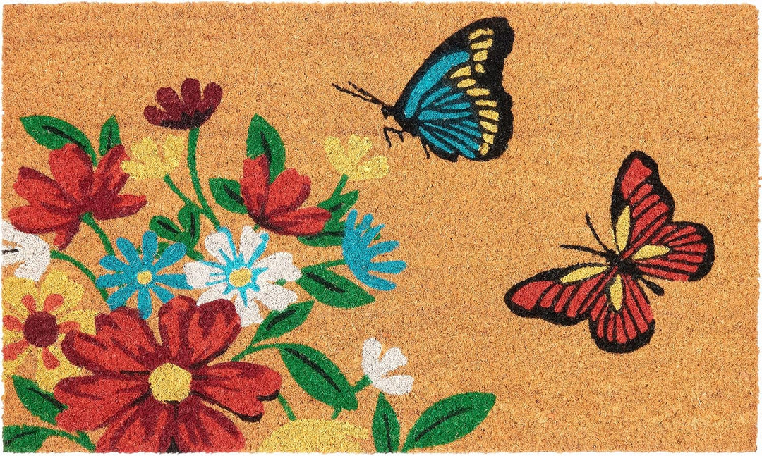 BRUBAKER Fussmatte für Aussen und Innen - Schmetterlinge mit Blumen - 45 x 75 cm Schmutzfangmatte au