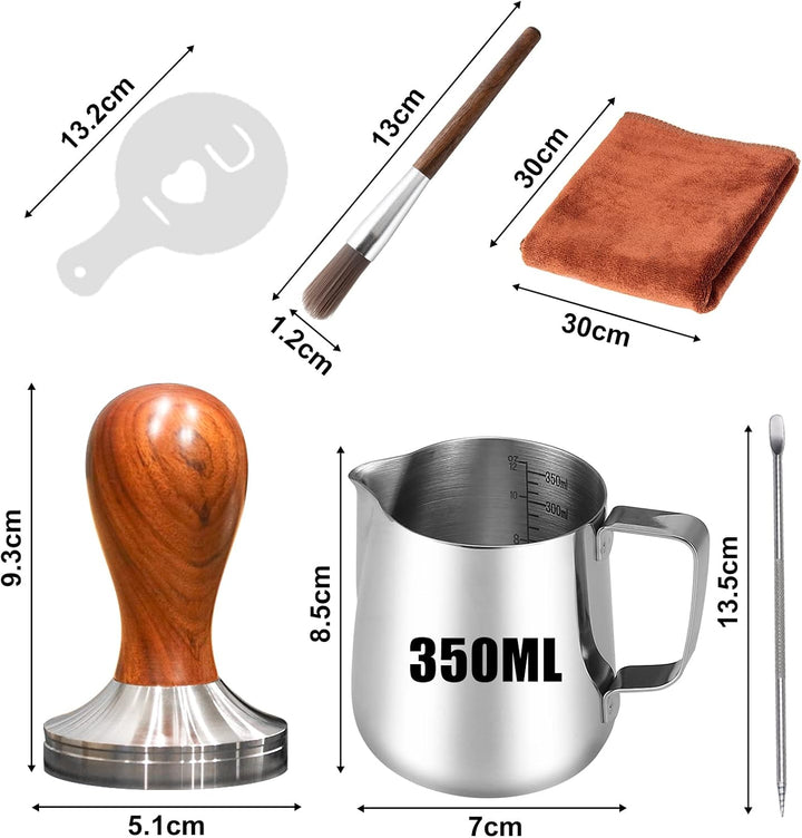 Kaffee Tamper Set 51mm,Espresso Tamper Set,Tampermatte und Milchkännchen (350ml),inkl Tampermatte,Re