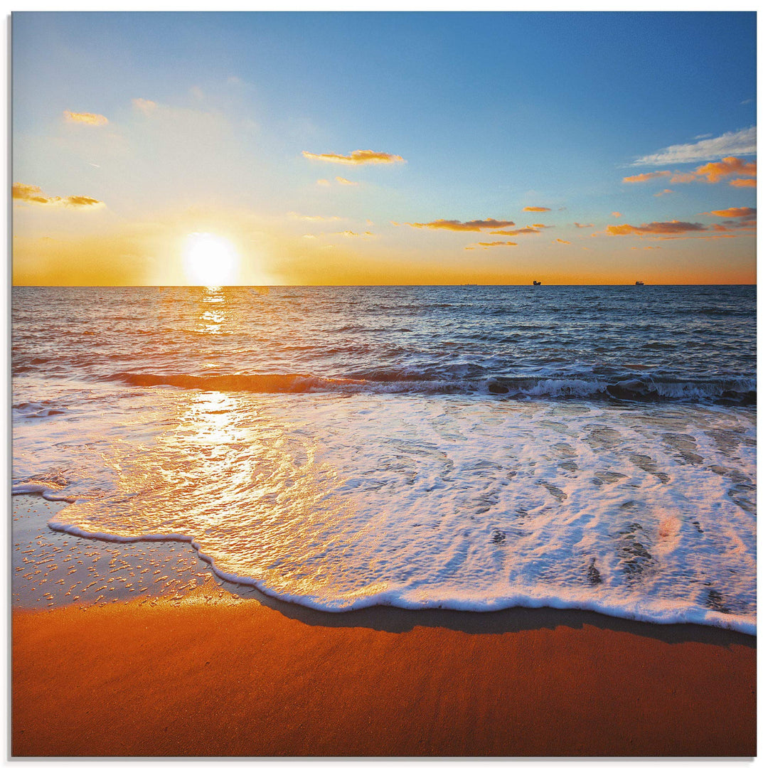 ARTland Glasbilder Wandbild Glas Bild einteilig 50x50 cm Quadratisch Strand Meer Sonne Karibik Natur