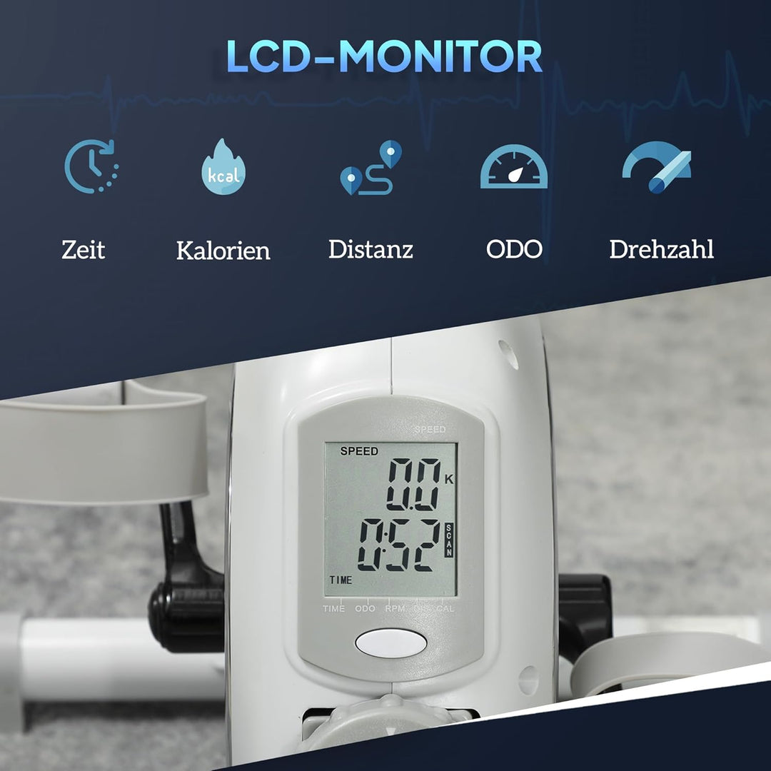 SPORTNOW Pedaltrainer Mini Heimtrainer für Senioren mit 8 verstellbarem Magnetwiderstand & LCD-Displ