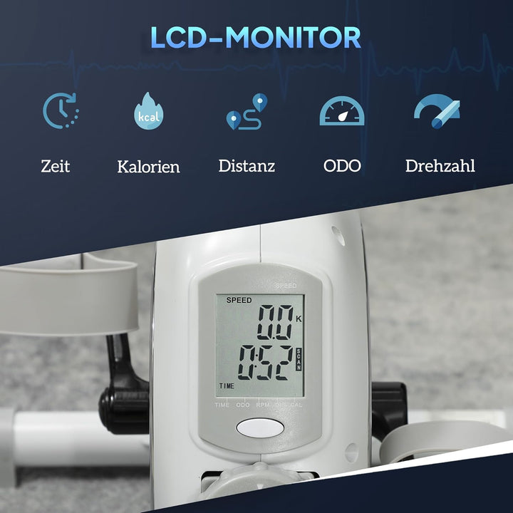 SPORTNOW Pedaltrainer Mini Heimtrainer für Senioren mit 8 verstellbarem Magnetwiderstand & LCD-Displ