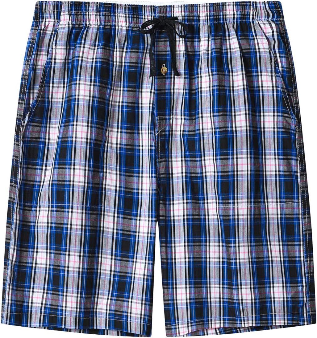MoFiz Herren Kurze Pyjamahose Baumwolle Schlafshorts Karierte Schlafanzughose Freizeithose Karo Loun