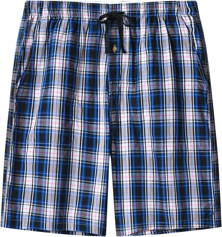 MoFiz Herren Kurze Pyjamahose Baumwolle Schlafshorts Karierte Schlafanzughose Freizeithose Karo Loun