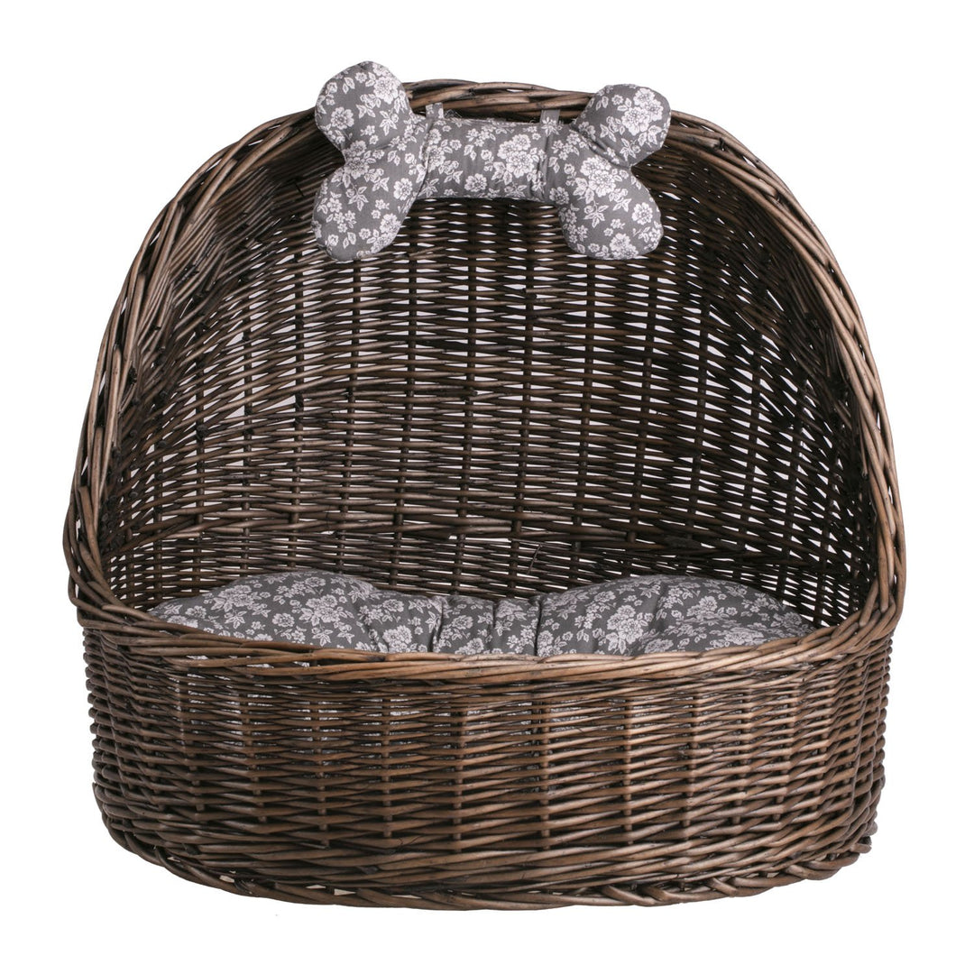 e-wicker24 Hundekorb/Katzenkorb aus Weide, Korb, Dunkelbraun, 60 x 46 x 48 cm, Dunkelbraun