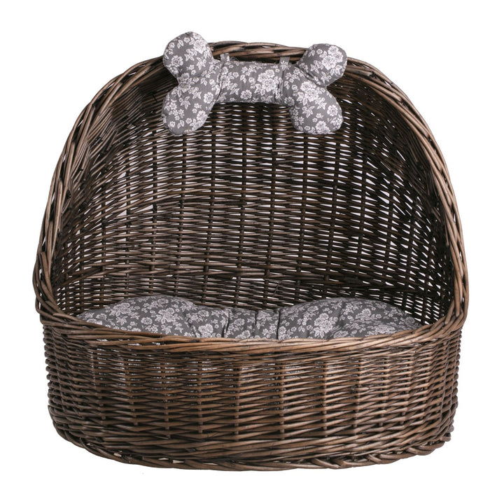 e-wicker24 Hundekorb/Katzenkorb aus Weide, Korb, Dunkelbraun, 60 x 46 x 48 cm, Dunkelbraun