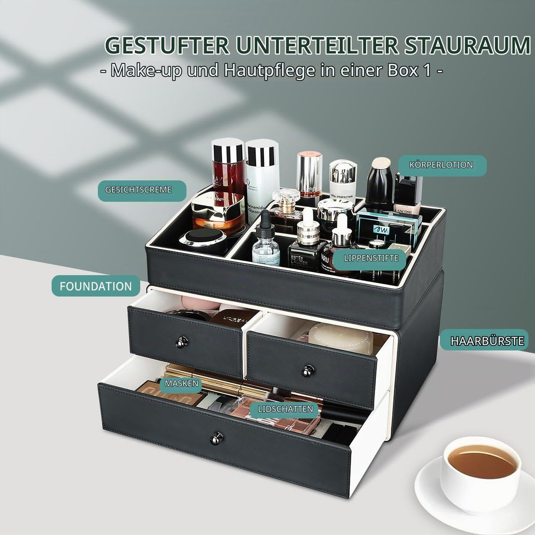 KINGFOM Make-up-Organizer, Kosmetik-Organizer mit 3 Schubladen und 5 Fächern, Make-up-Organizer (sch