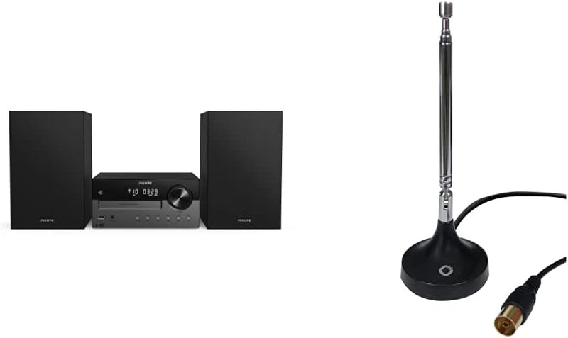 Philips M4505/12 Mini Stereoanlage mit Bluetooth & Oehlbach Radio Rod FM DAB+ Stabantenne für DAB+ F