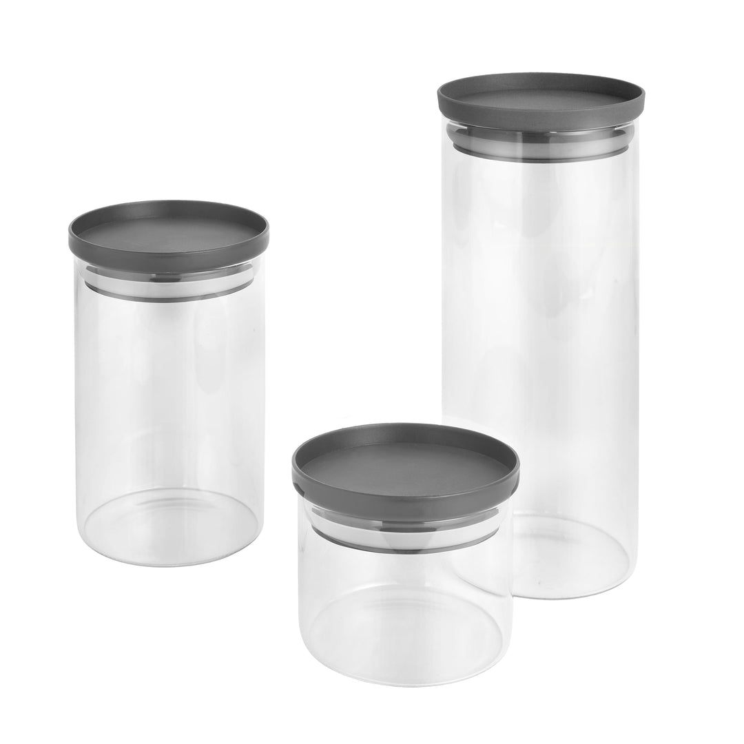 Metaltex Aroma Line Vorratsglas 3er Set – 450/1000/1500ml, robust, stapelbar