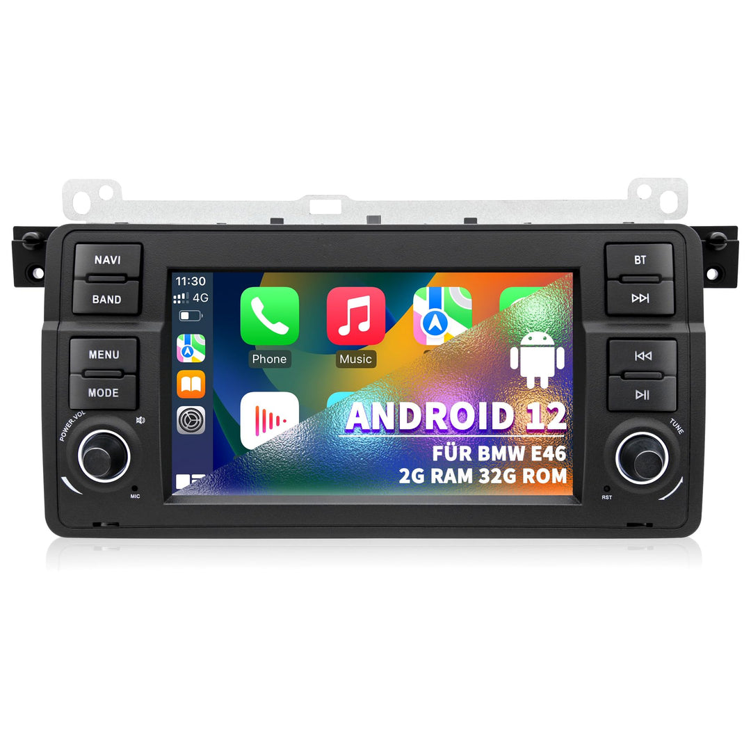 Autoradio für BMW E46 1999 2000 2001 2002 2003 2004, Android 12 2G+32G Radio mit GPS Navigation CarP