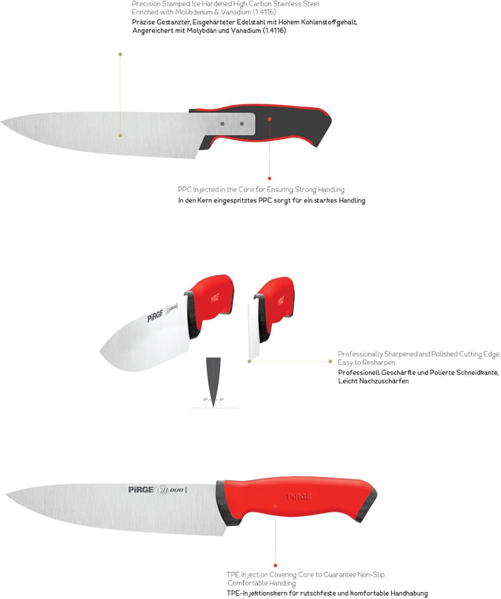 Pirge Duo Profi Metzgermesser Set 2 TLG - Rutschfester Griff - 16,5 cm und 21 cm - Schlachtermesser