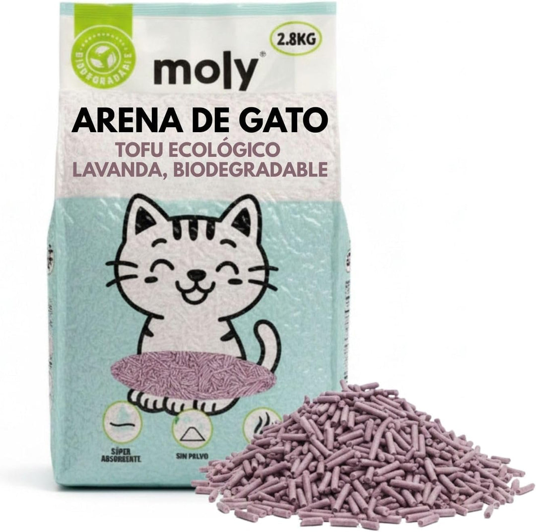 MOLY 3 x Tofu und Lavendel-Katzenstreu, 8,4 kg, 11,1 l, biologisch abbaubar und stark absorbierend,