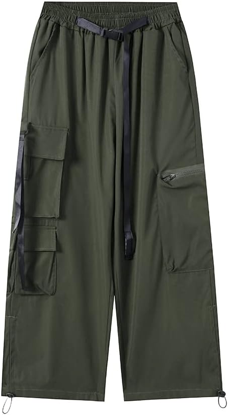 Hewlshawn Damen Cargohose Baggy High Waist Gotisch Y2k Straight Streetwear Elastische Taille mit Kor