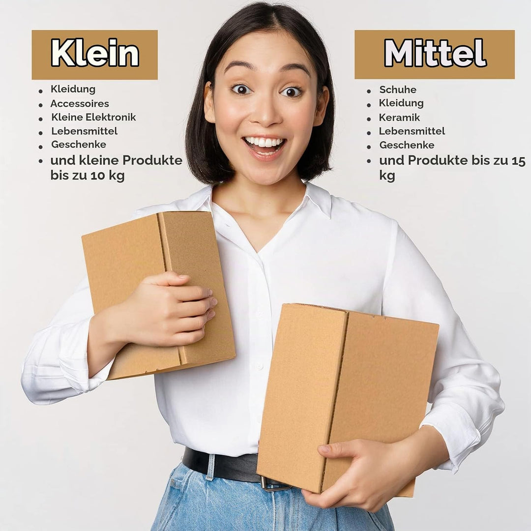 Konzept 11 Versandkarton 30x20x15cm Set 50 Stk. Faltkartons mit Deckel Selbstklebend, Kleine Kartons