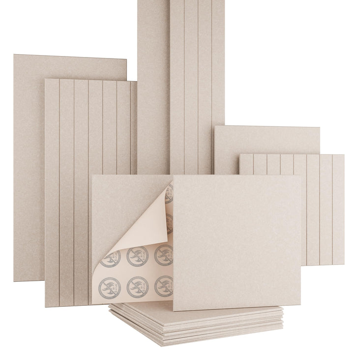 AKUSTIKO Akustikpaneele Selbstklebend 60x60cm - 8 Stück Taupe Akustik Wandpaneele Brandschutzklasse