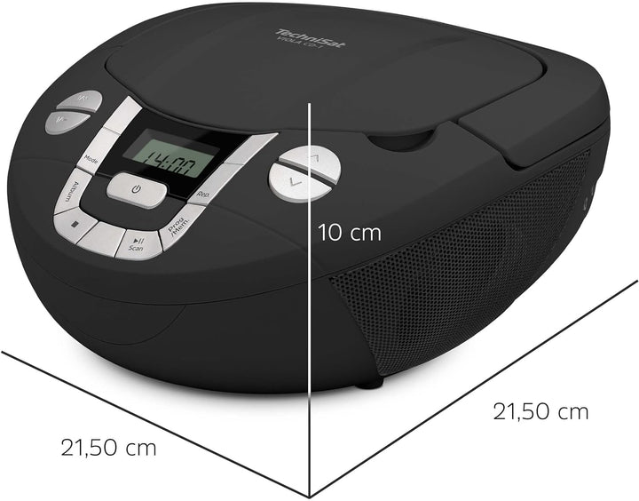 TechniSat Viola CD-1 - tragbarer Stereo CD-Player, Boombox mit praktischem Tragegriff (Radio für Kin