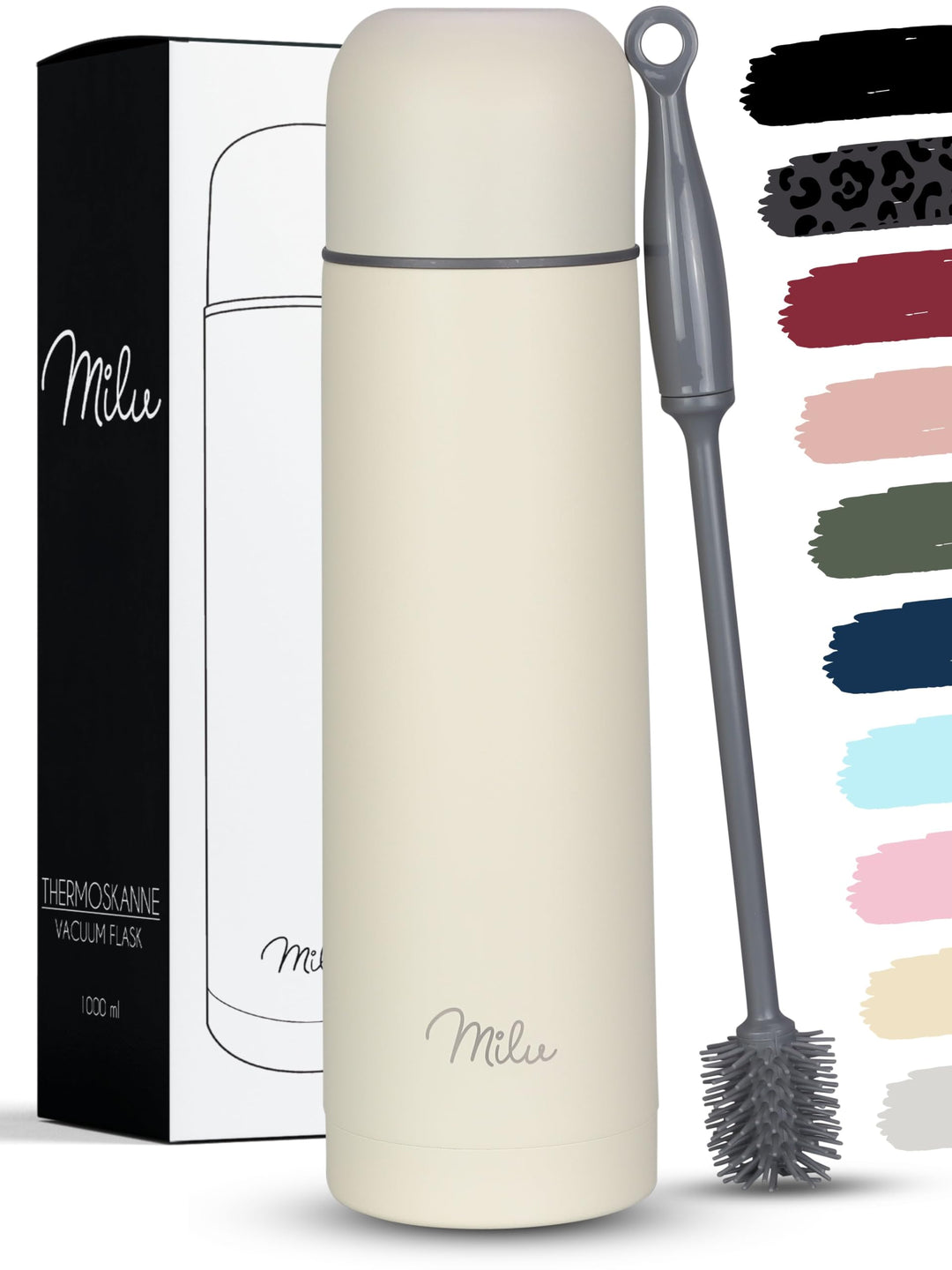 Milu Thermosflasche Thermoskanne Isolierflasche 1L, 750ml, 500ml - Isolierte Edelstahl Trinkflasche,