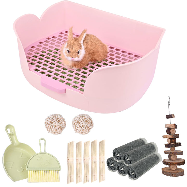 RUBYHOME Grosse Katzentoilette in Hasenform, 43,2 x 30,2 x 15,7 cm, für Kleintiere, Haustier-WC, Töp