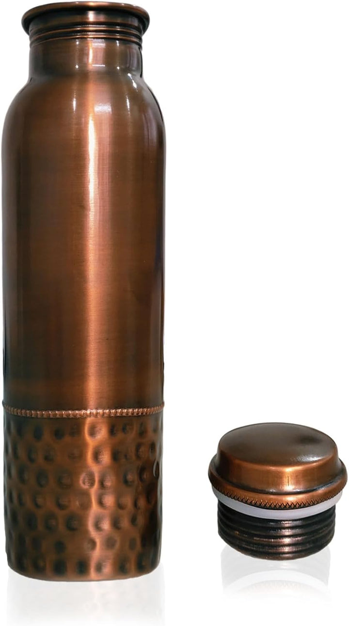 ayurvedische Kupfer-Wasserflasche, auslaufsicheres naturreines Kupfergefäss 900ml/30oz design 4 900