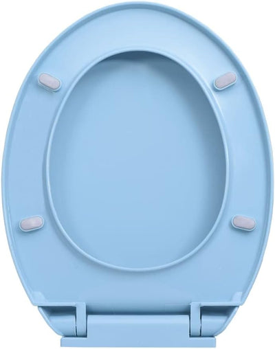 HOMIUSE Toilettendeckel 46x34 cm Toilettensitz mit Absenkautomatik Blau Oval Wc Sitz mit Absenkautom