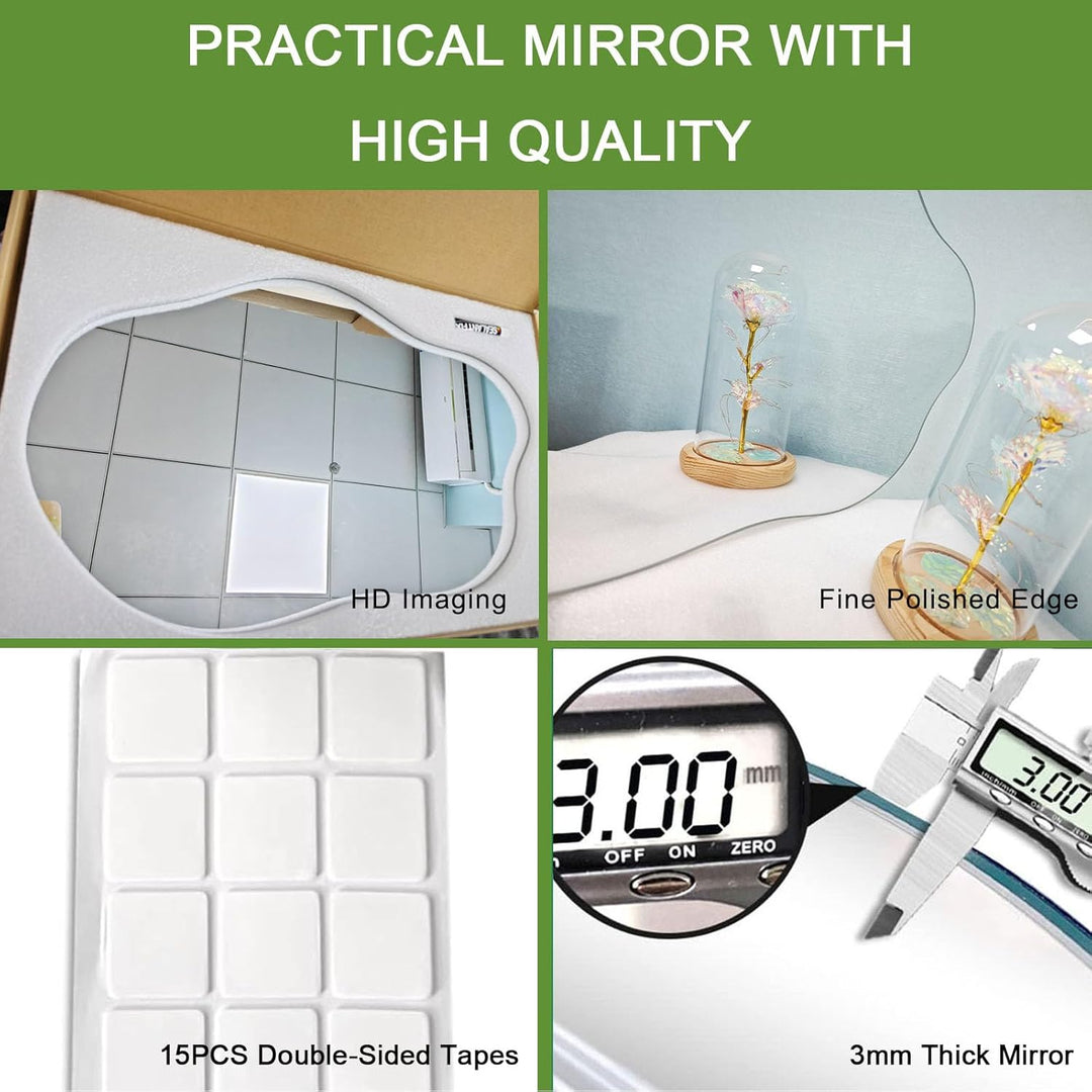 JMITHA Wandspiegel Asymmetrisch Spiegel Dekorative Wandspiegel Asymmetrischer Spiegel HD Glas Tischs