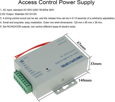 YAVIS RFID Metall Codeschloss Türöffner Tastatur Zugangskontrolle System Kit Set 125 kHz EM Kartenle