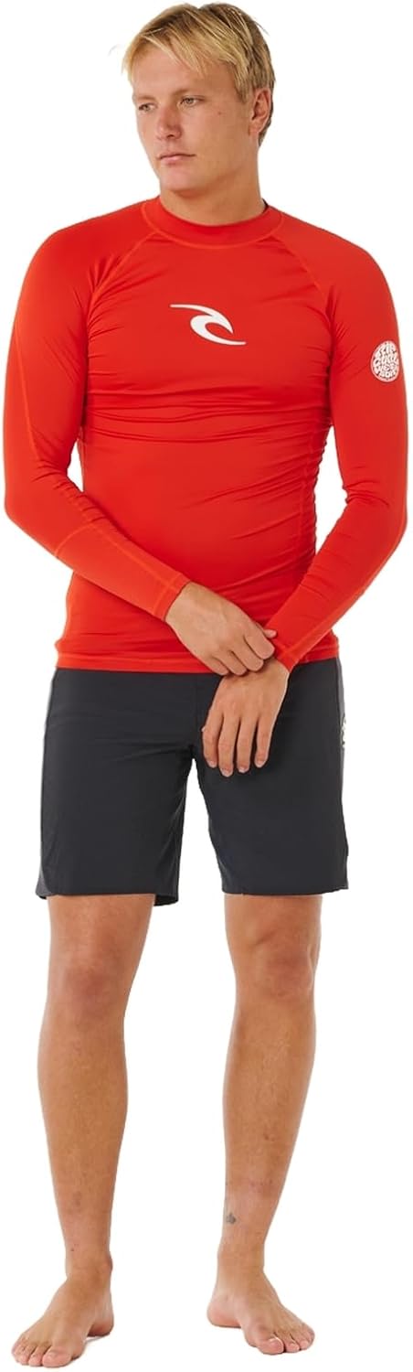 Rip Curl Herren Waves UPF 50 Performance Long Sleeve Rashguard Rash-Guard-Shirt M Rot, M Rot