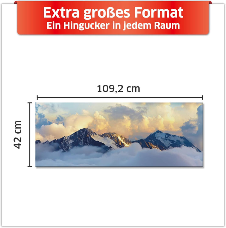 Primus Print - Wandbild Glasbild - Acrylglas Aludibond (Aluminium, Berge 109,2x42 cm) Aluminium Berg