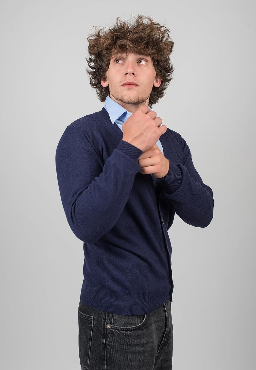 Dalle Piane Cashmere - Strickjacke aus gemischtem Kaschmir, Made in Italy - Herren XL Blau, XL Blau