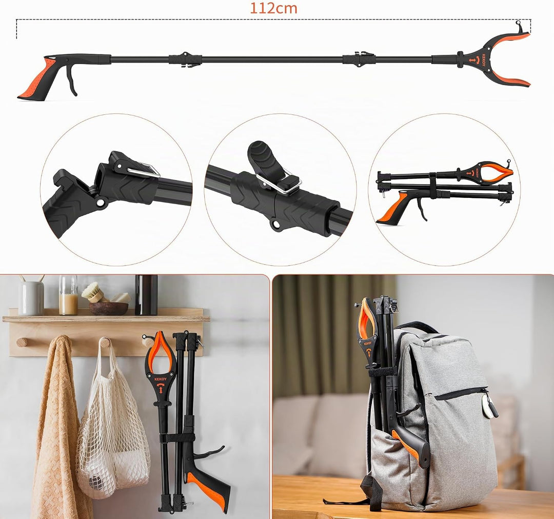 Kekoy 2 Stück 112cm Greifer Mit Licht, Faltbare Greifer FüR Senioren, MüLlzange Greifzange Drehbarer