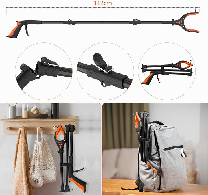 Kekoy 2 Stück 112cm Greifer Mit Licht, Faltbare Greifer FüR Senioren, MüLlzange Greifzange Drehbarer