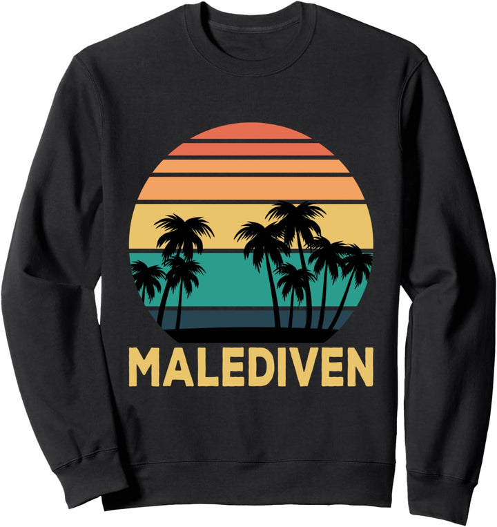 Retro Malediven Maldives Palmen Urlaub Sommer Meer Sweatshirt