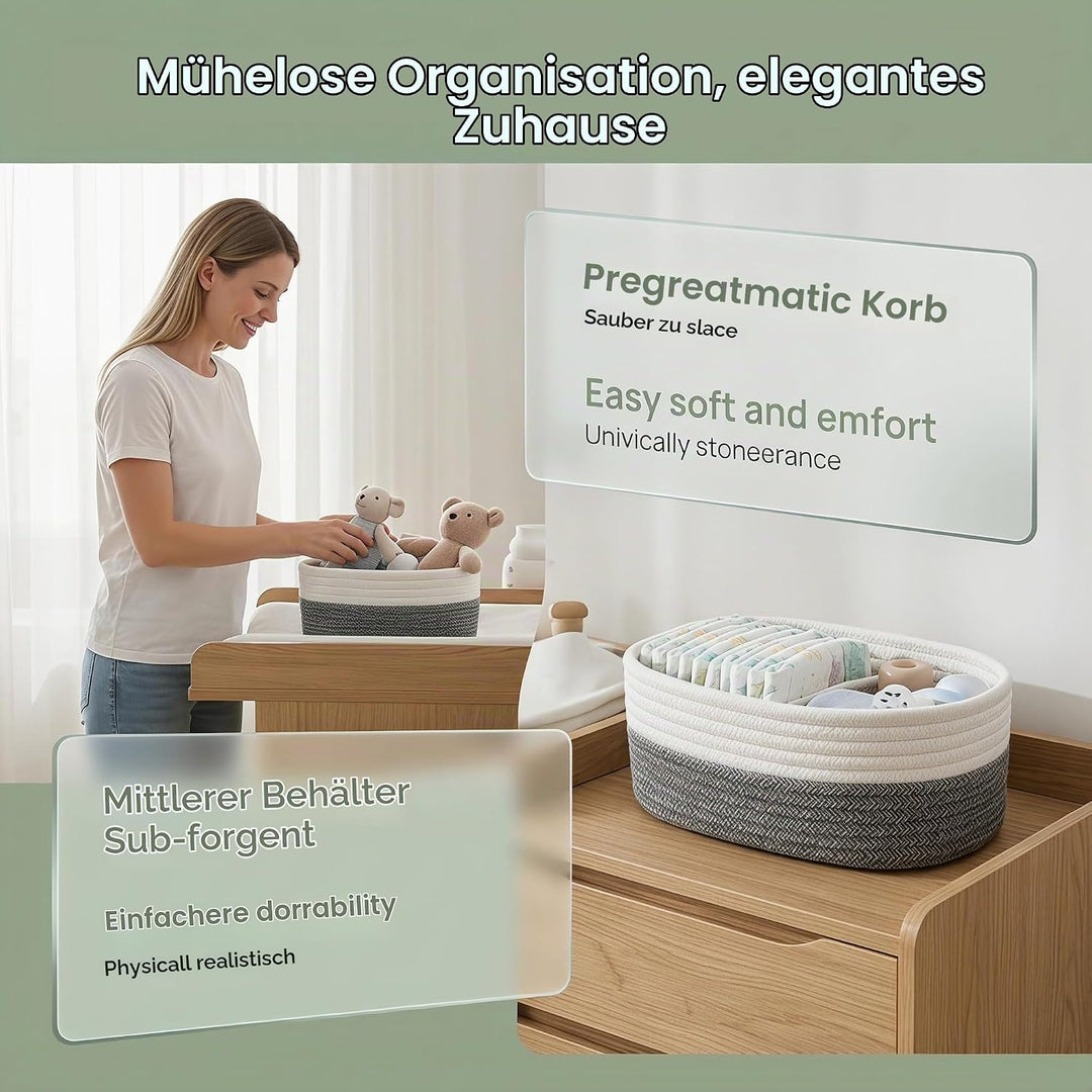 4 Stück Aufbewahrungskorb Geflochten Baumwollseil,Stapelbare Speicher Storage Basket,Stapelbare Korb