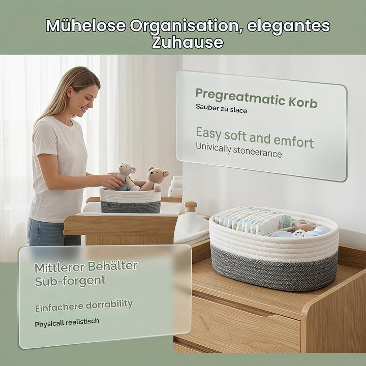 4 Stück Aufbewahrungskorb Geflochten Baumwollseil,Stapelbare Speicher Storage Basket,Stapelbare Korb