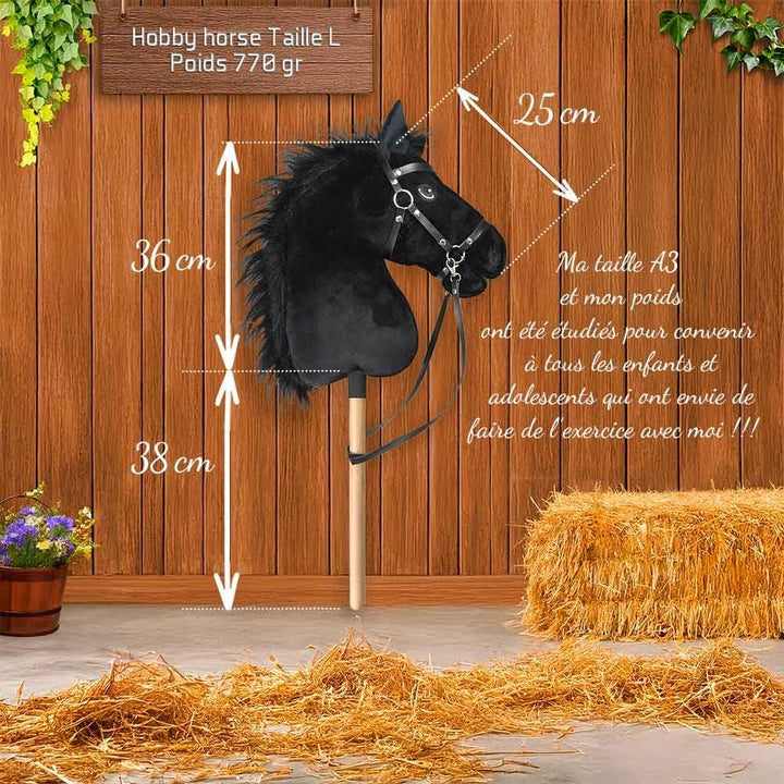 Hobby Horse Land Hobby Horse Size A3 Parent (Schwarz, Halfter aus Muscheltier, Führstrick und Mütze)