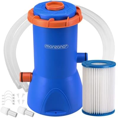 MONZANA® Filterpumpe MZP90 3800L/h 90 W Leistung Pool Filter Kartusche Schlauch Kartuschenfilteranla