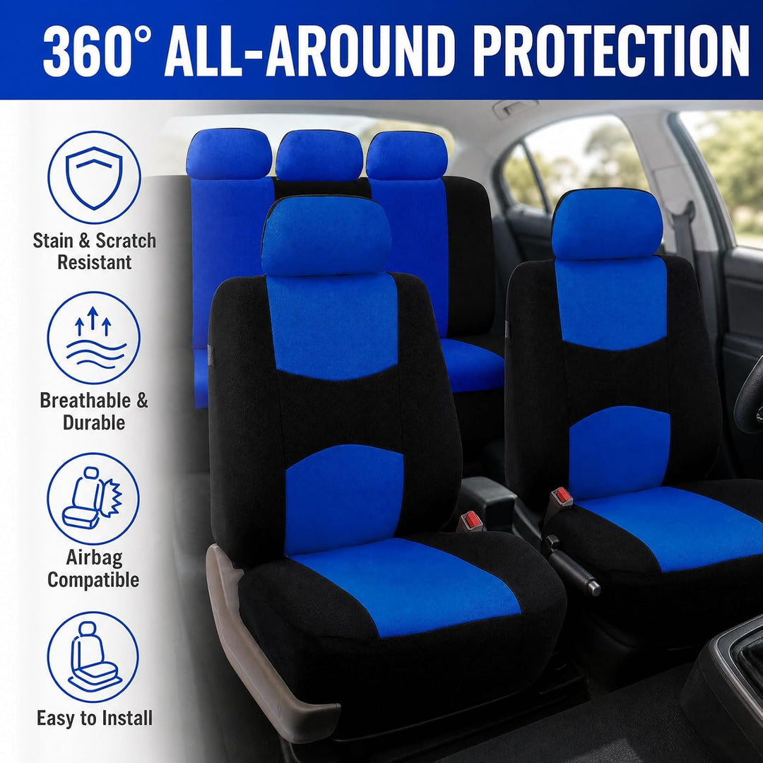 5-Sitze Universal Autositzbezüge, Sitzbezüge Auto,Schonbezüge für Autositze Blau, Blau