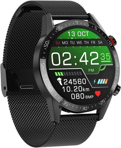 innjoo Smartwatch für Herren, IJ-Men Watch Atom, Schwarz (Stahl Schwarz)