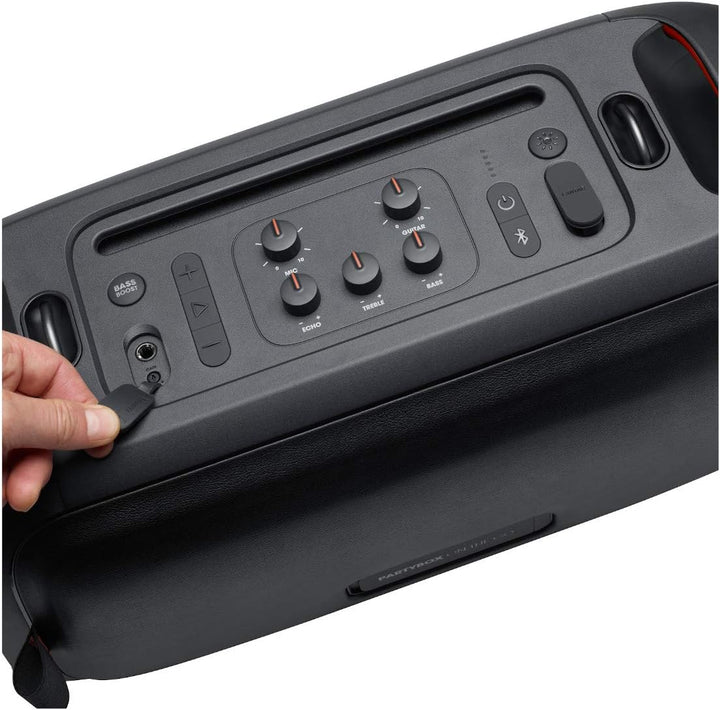 BL PartyBox On-The-Go Tragbarer Karaoke-Party-Lautsprecher mit kabellosem Mikrofon, 100 W Ausgangsle
