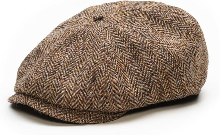 Sterkowski Shelby Mütze | Tweed Schiebermütze für Herren | Warm Elegant 100% Wolle Zeitungsjunge Kap